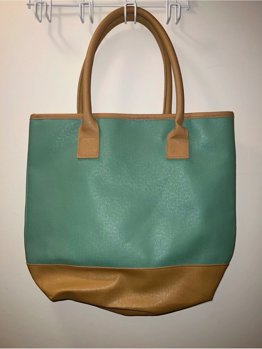 Green and Tan Tote Bag - Everyday Shoulder Tote